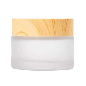 Wood Grain Plastic Lid Frosted Glass Cosmetic Jars Empty 10g 30g 50g 100g Sizes for Skin Care Face Cream Eye Cream Screw Cap
