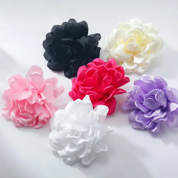 Big White pink Fabric Flower Stud Earrings Women Jewelry Wed Accessories Gift