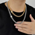 High Quality Stainless Steel Hip Hop Jewelry 18K Gold Plated Customized Logo 10mm 12mm 14mm Men's Cuban Link Chain Necklace