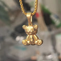 Factory Custom Mens Gymmy Bear Pendant Animal Necklace Stainless Steel 24k Gold Jewelry Vintage Offensive Bear Necklace Hot