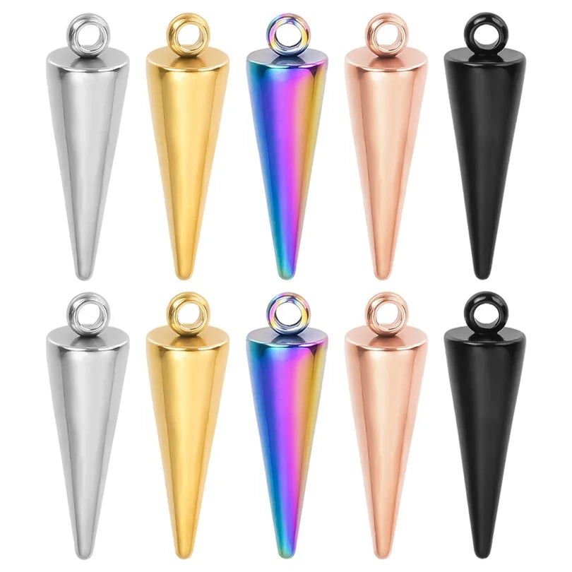 18K Gold Vacuum Plated Stainless Steel Cone Pendant for DIY Necklace Jewelry Making Trendy Unisex Premium Durable Accessory