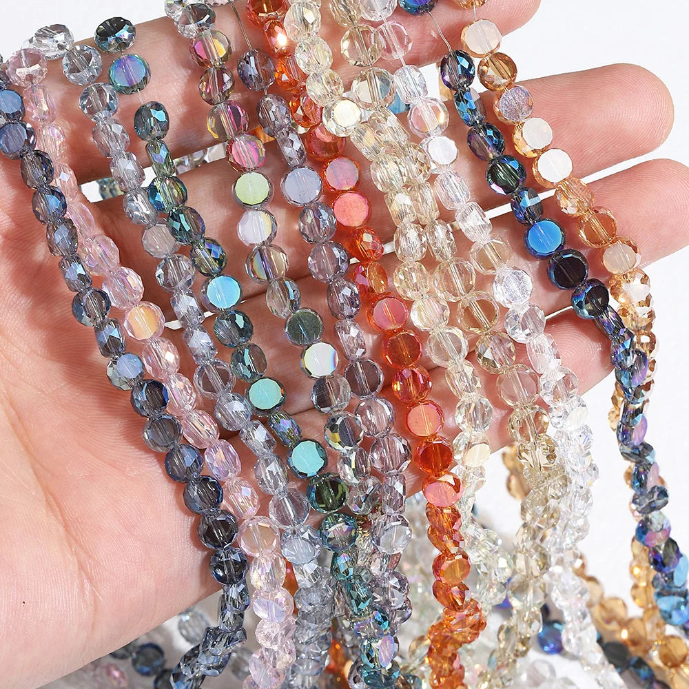 JC 4mm 6mm New Round Shape Glass Beads for Bracelet Making Metallic Coating Colors Faceted Crystal Loose Beads