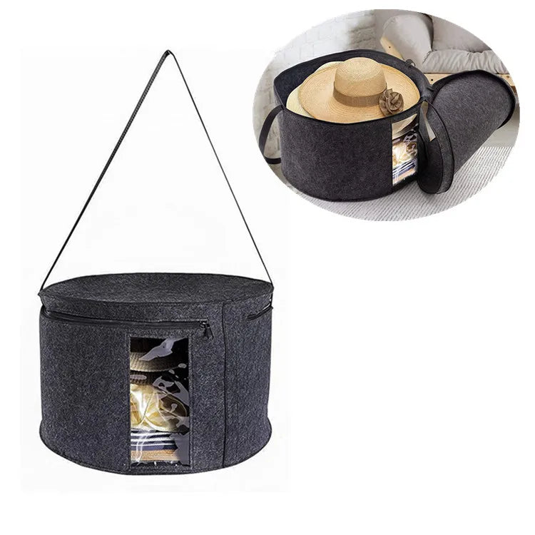 Large Size Collapsible Hat Organizer Bag Felt Hat Storage Box with Dustproof Lid for Toys Storage Bin Bag