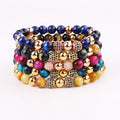 Jewelry Factory Making Natural Colorful Tiger Eye Stone Custom Laser Engrave Logo Handmade Elastic Gemstone Bracelet Men Women