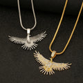 Vintage Rome Style Hawk Charm Zircon Inlaid Real Gold PVD Plating Rope Snake Chain Eagle Pendant Necklace for Men