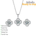 Factory Custom Vintage Four Leaf Clover Solid S925 Silver VVS Moissanite Earrings Pendant Necklace Jewelry Set for Women