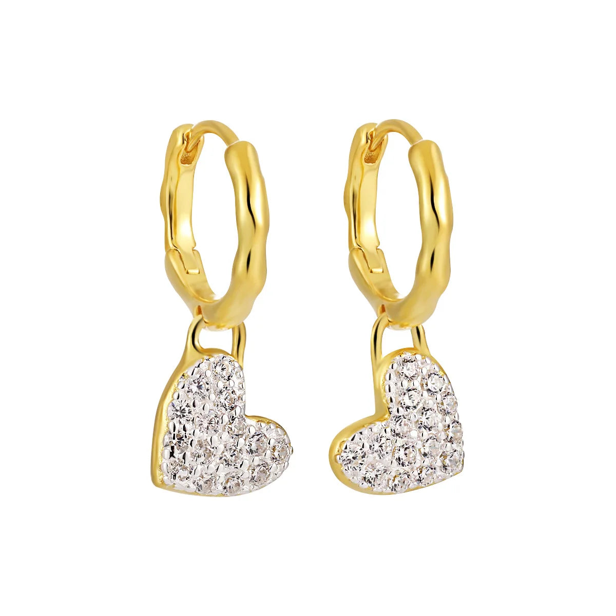 Fine Jewelry 925 Sterling Silver Heart Drop Earrings 18K Gold Plated 925 Silver Hoop Earring Jewelry for Women Wholesale