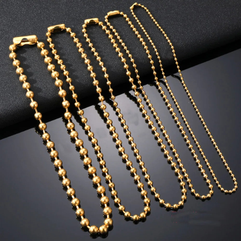 Wholesale Stainless Steel 3 4 5 6 8mm Beads Chain 50cm Long Necklace Jewelry Supplier