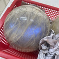 Natural Crystal Moonstone Sphere Healing Stone Shiny Blue Moonstone Ball for Decoration