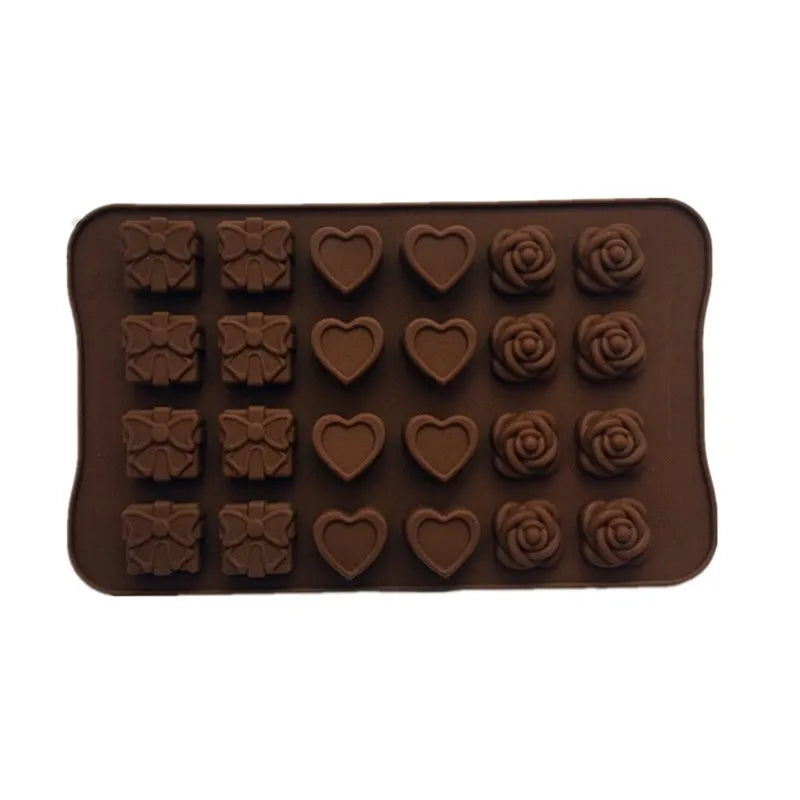 24 Cavity Silicone Love Hearts Candy Chocolate Molds Rose Shape Ice Cube Tray Food-contact Silicone Cookie Pudding Mold