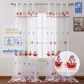 Colorful Christmas Xmas Cartoon Pattern Embroidery Tulle Curtains with Valance for Living Room Window Decor