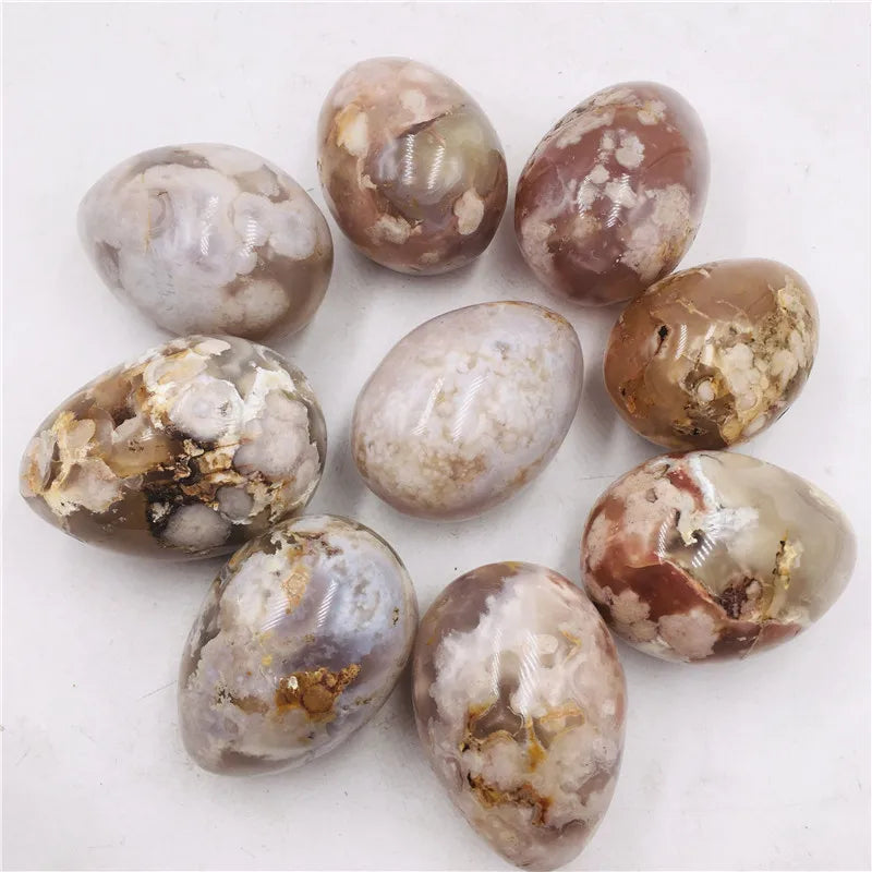 Wholesale High Quality Cherry Blossoms Agate Eggs Crystal Gravel Flower Agate Stone for Gifts