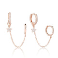 Hot Sale Fashion Wholesale 925 Sterling Silver Brand New Design Five-pointed Star Cuff ZIRCON Earrings Anniversary Party Gift