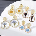 Tongxin New Color Dried Flower Earrings Cute Daisy Irregular Flower Earrings Jewelry Gift