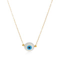 Round Stainless Steel Clavicle Necklace Sapphire Pendant Trendy Fashion Necklace for Women