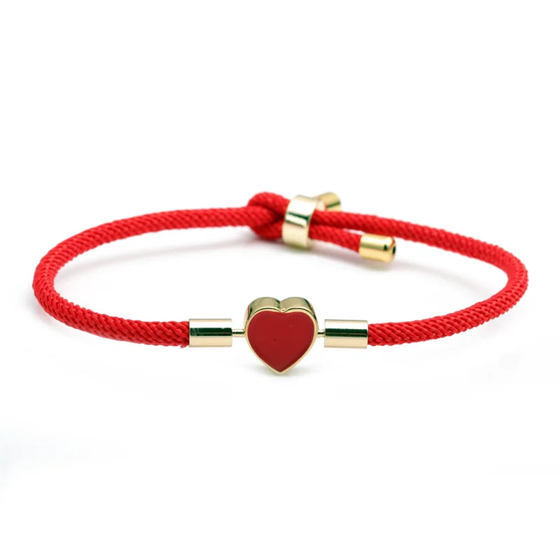 Love Jewelry Bracelet Women Clasp Zircon Milano Cord Rope Pull  Multicolor Heart Bracelet Adjustable