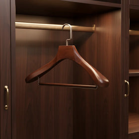Inspring Adult Antique Wide Shoulder Luxury Wooden Hanger with Velvet Lacquer Technics for Wardrobe Clothes Storage