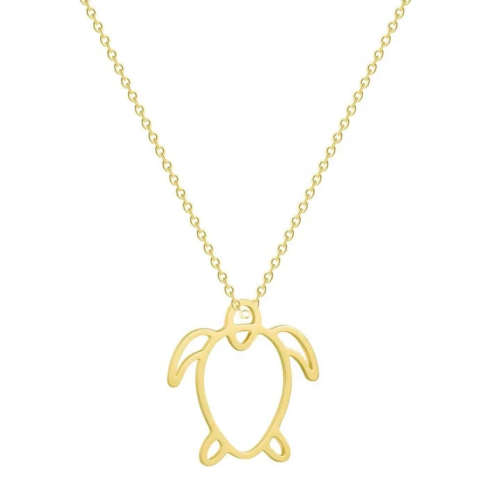 Animal Shape Cute Jewelry Women Fashion Vintage Delicate 18k Gold Plated Stainless Steel Tiny Sea Turtle Pendant Necklace