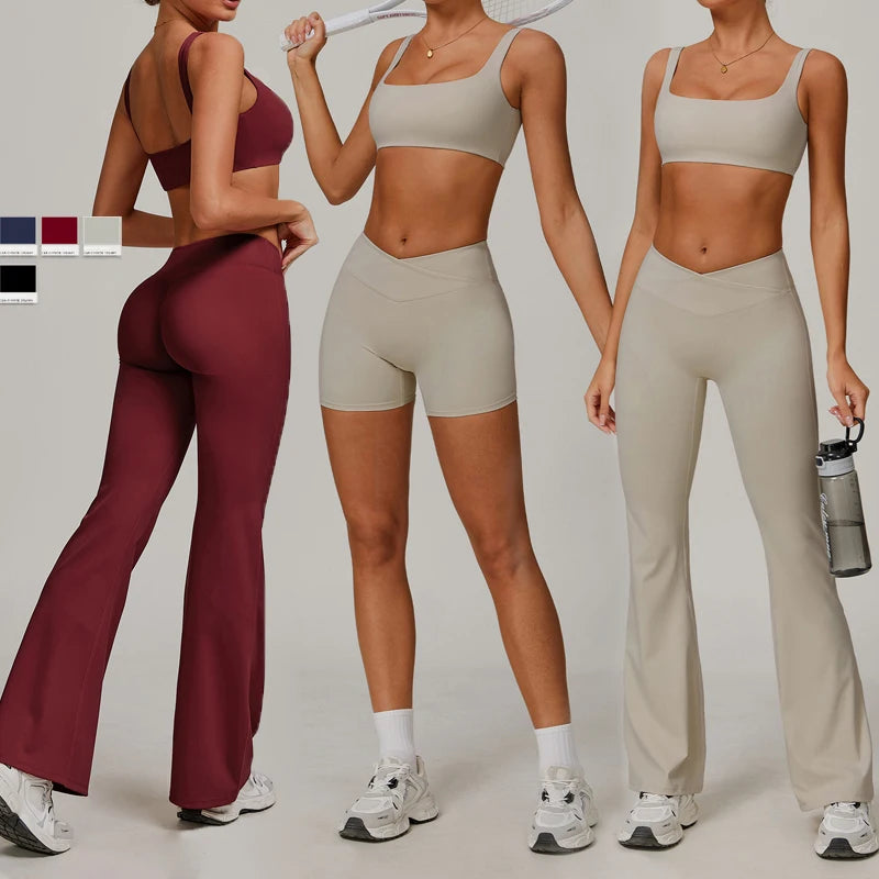SHINBENE Plus Size 2-Piece U-Neck Sports Bras & Elastic Waist Biker Shorts Set for Women-Gym Yoga Workout