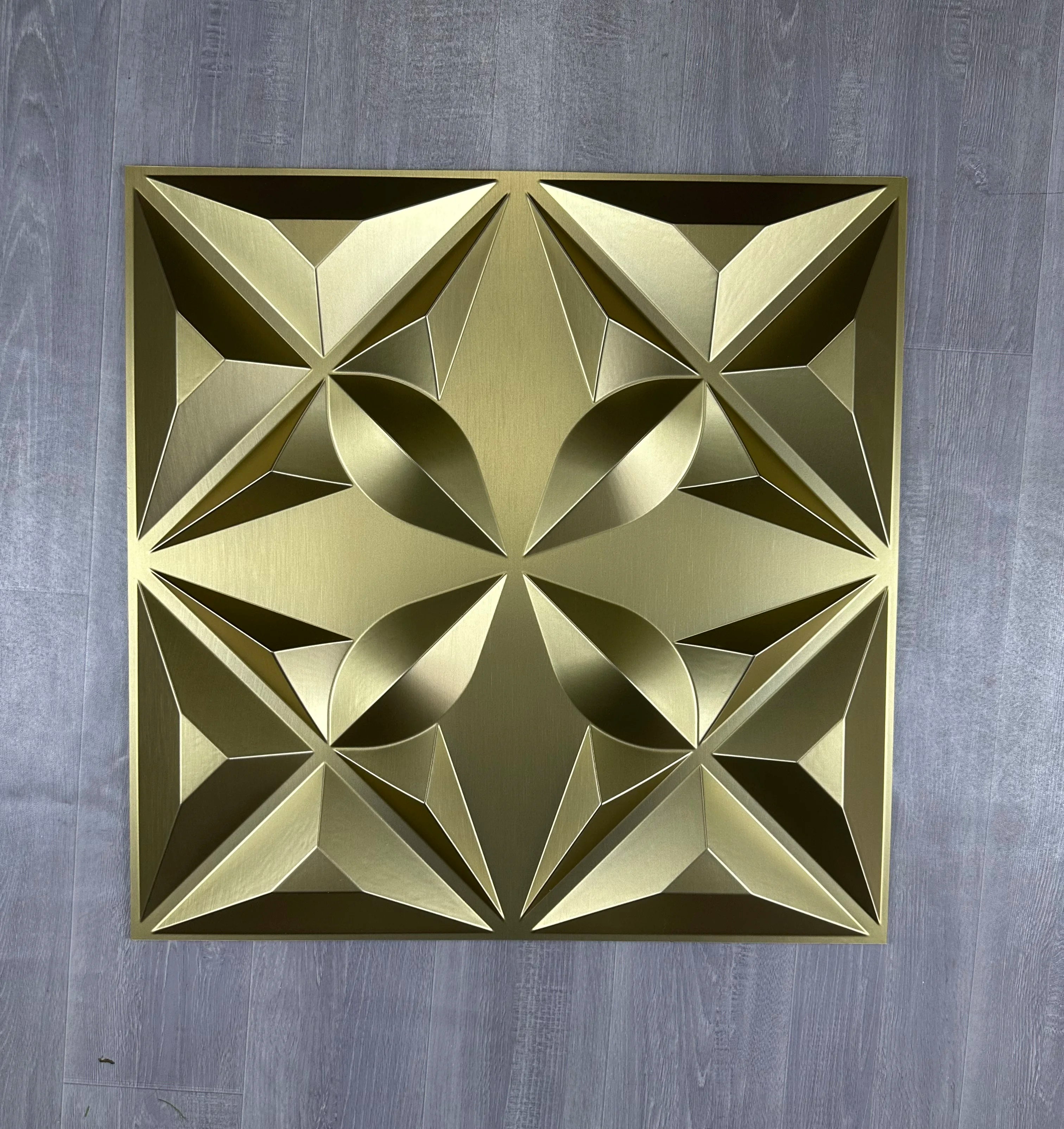 Hot Sale New Design Champagne Gold Colors Wall Panel 500*500mm Pvc 3D Wall Panel for Interior Decoration