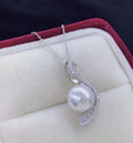 P1411 11-12mm DIY Natural  Freshwater Pearl Charm Pendant Necklace Accessory 925 Sterling Silver Jewelry for Women Without Chain