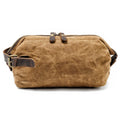 Canvas and Leather Men Toiletry Bag Water-resistant Kit  Large Capacity Toiletries Bag Kit Functional Travel Bag