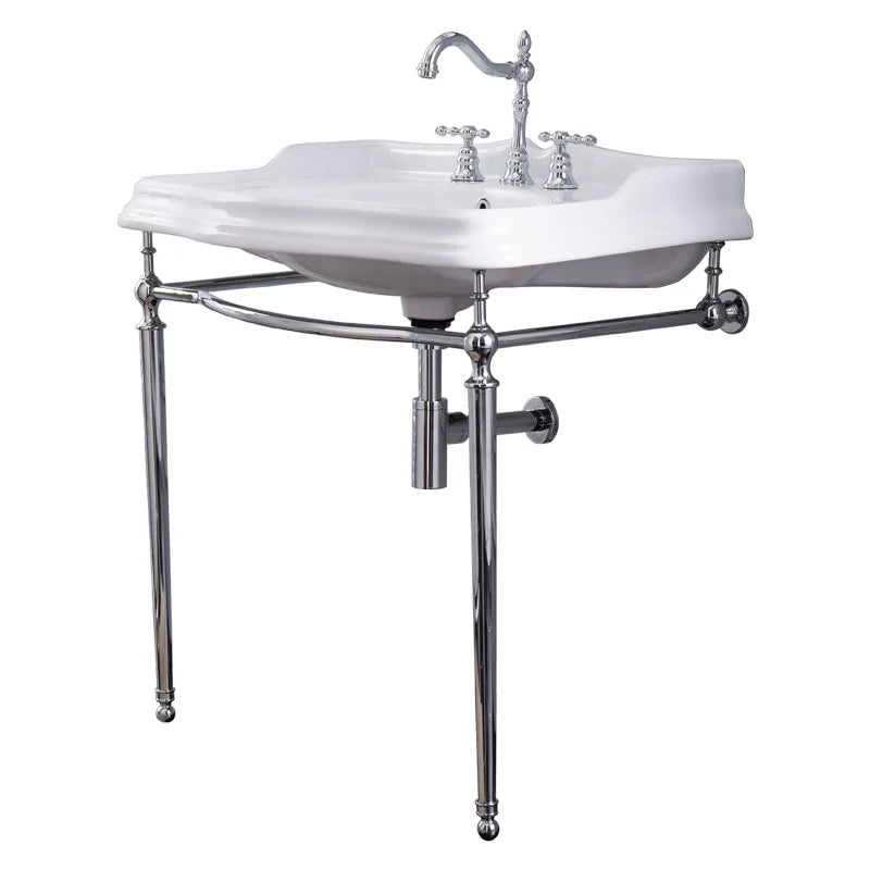 French Retro Baroco Style High-End Custom Rectangle Ceramic Eco-Friendly Wall-Mounted Sink Drainer Brass Stand Copper Bracket