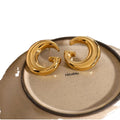18K Gold Plated Stainless Steel Circle Stud Earrings for Women Big G Smooth Surface with Zircon Trendy Style Popular