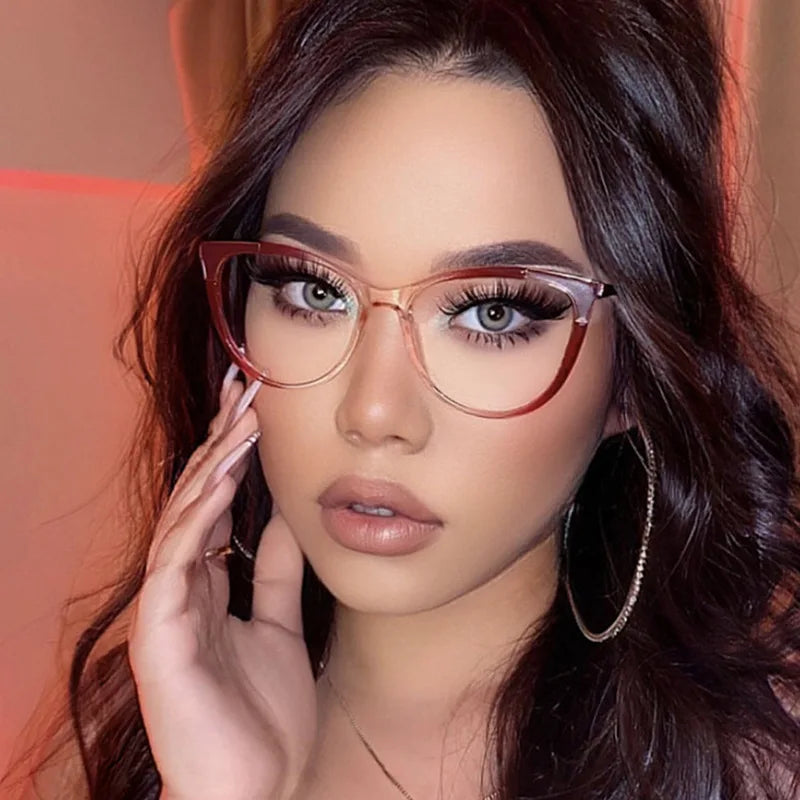 New 2023 Luxury TR90 Cat Eye Optical Glasses Frame for Women Trendy Unique Stylish Anti Blue Light Glasses Wholesale