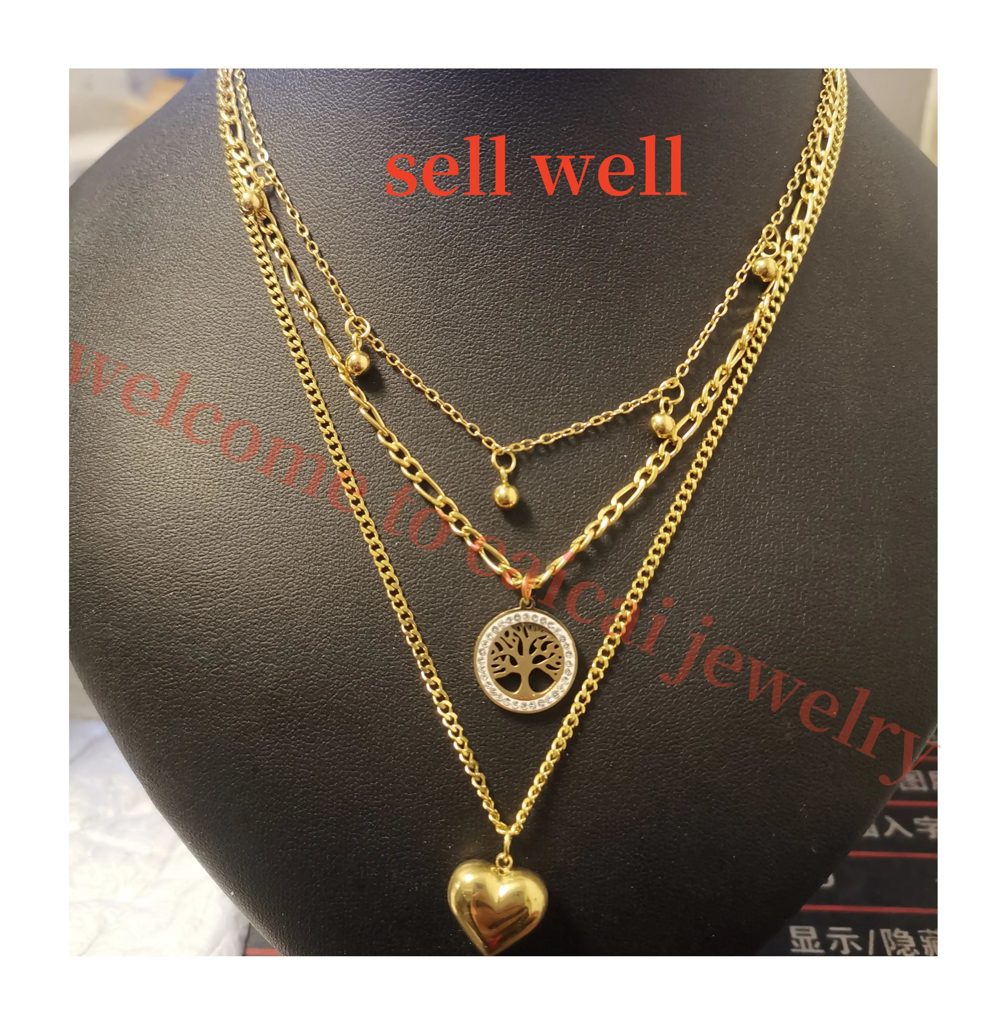 Three Layers Life Tree Heart Pendant Necklace Collar Bone Tree of Life Necklace for Women Fine Jewelry