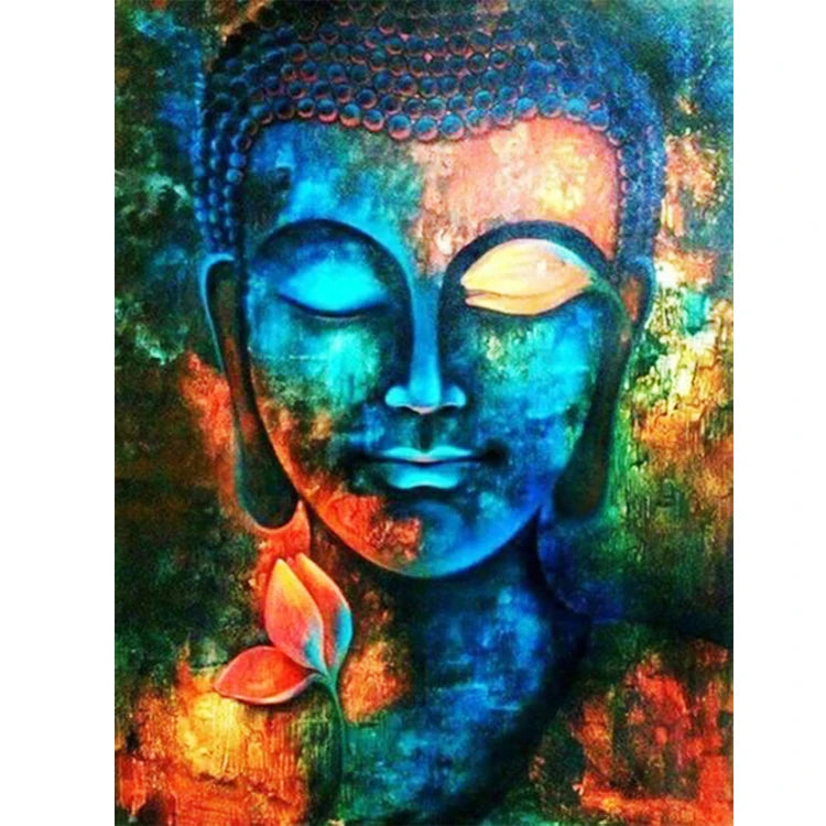 Popular Home Decor Wall Art Full Diamond Mosaic 5d Shinning Full Round Drills Buddha Diamond Painting Kits for Adult