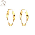 Asymmetric Wave Shape Geometric Tarnish Free Jewelry Earrings Stainless Steel 18K Gold Plated Earring
