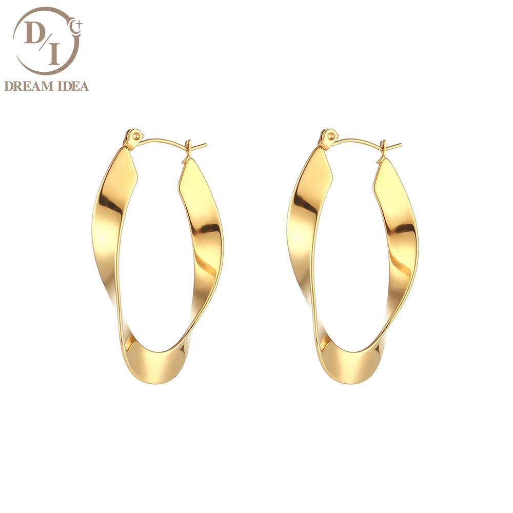 Asymmetric Wave Shape Geometric Tarnish Free Jewelry Earrings Stainless Steel 18K Gold Plated Earring