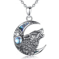 Merryshine Mother of Pearl Moonstone Men Nordic Celtic Half Moon Wolf Pendant Necklace