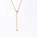 Waterproof Simple 18k Gold Plated Stainless Steel White Heart Zircon Pendant Necklace
