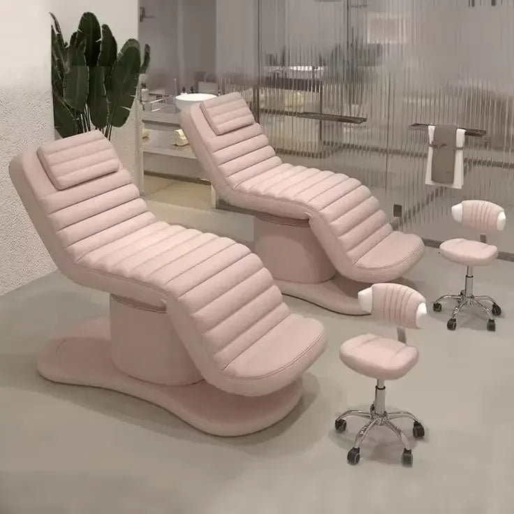 pink Salon Spa Massage Electric Table Facial Treatment Table Massaging Chair Beauty Bed Lash Bed Eyelashes with Stool Chair