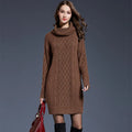2023 Women's Fashion Hot Sale Autumn and Winter New Large Size Knitwear Dress Long High Neck Sweater