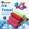 Custom Package Pattern Soft Breathable Quick Drying Recycled Plastic Microfiber Ice Cold Towels Workout Camping Accessories