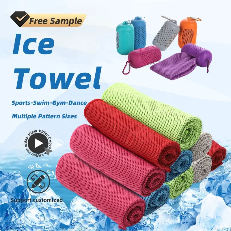 Custom Package Pattern Soft Breathable Quick Drying Recycled Plastic Microfiber Ice Cold Towels Workout Camping Accessories