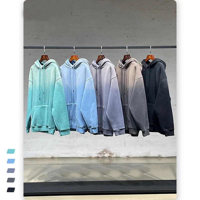 Custom Logo Heavy Cotton Vintage Washed Pullover Drop Shoulder Sweatshirt Hoodie