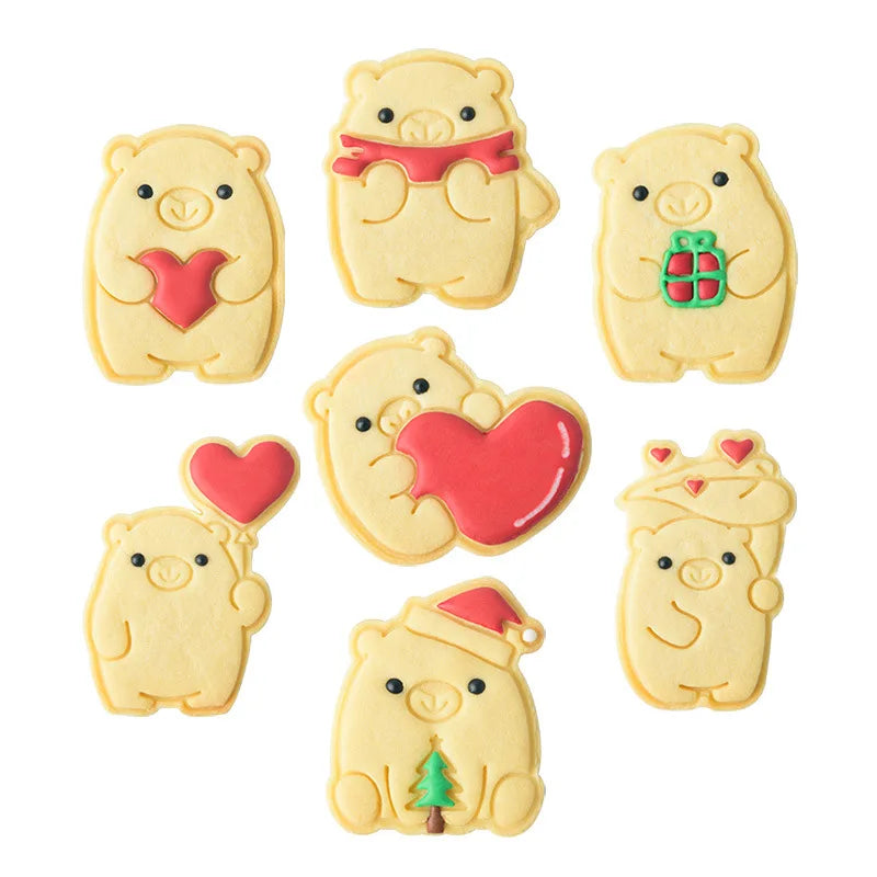 Saffron Cute Bears 3D Cookie Cutter Plastic Heart Animal Shape for Bear Shaped Biscuits for Valentines Day Biscuits