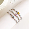 Ternity Fashion Trendy Stainless Steel Zircon Bead Charm Tennis Diamond Chain Party Wedding Daily Dress Bracelet Jewelry Women