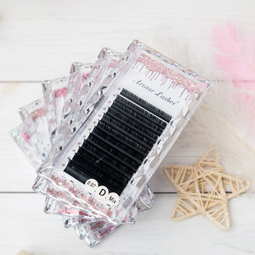 0.03 0.05 0.07 7-20mm Easy Fan Eyelashes Silk Mega Volume Auto Fan Laashes One Second Rapid Blooming Eyelash Extension