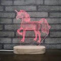 Unicorn Designs Creative Oval Wooden Base Led Reading Night Light 3d Lamp Usb Cable Decoration Lamp for Living Room