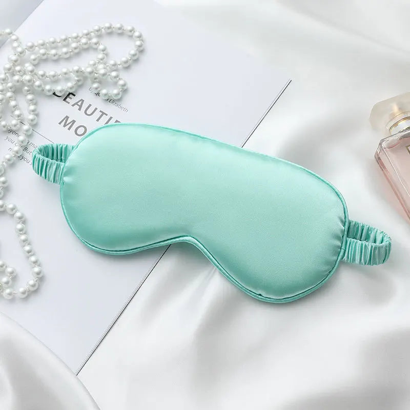 Customized Double-Sided Breathable Eye Mask Soft Artificial Silk Satin Elastic Strap Knit Pressure Less Cooling Home Travel OEM