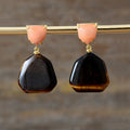 Luxe Gold Plated Natural Stones Healing Crystal Amethyst Statement Stud Earrings Wedding Party Jewellery Bijou with Hook Shape