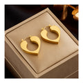 New Fashion Tarnish Free Stainless Steel Hollow Heart Earrings 18k Gold Plated for Women