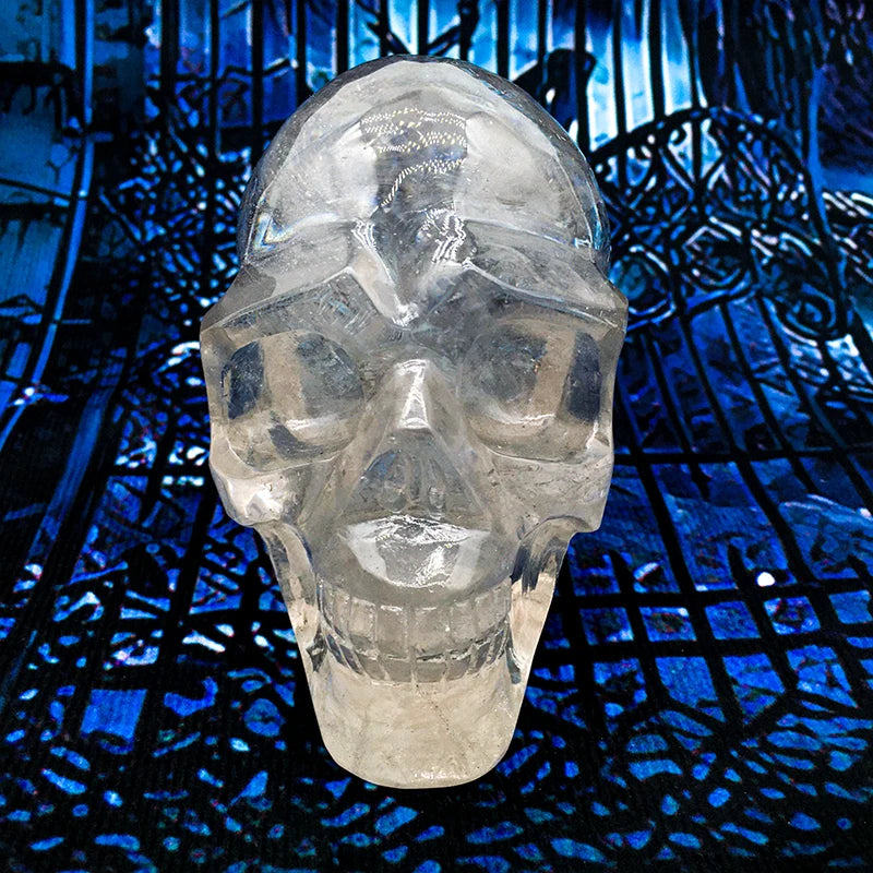 Wholesale Natural rainbow clear Quartz Skulls Hand Made Crystal Crafts clear Quartz Skulls for Decoration and Sale