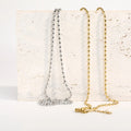 New Personality Geometric Rice Beaded Stainless Steel Chain Necklace 18k Gold Plated Fashion Necklace Jewelry