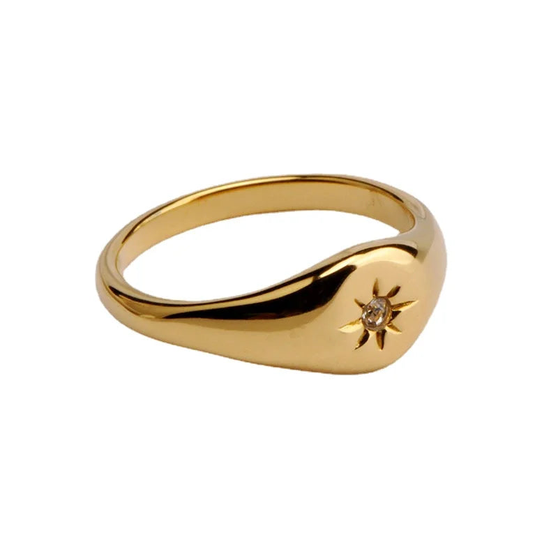 New Release Stainless Steel 18K Gold Plated Asterism Star Three-Dimensional Finger Rings Fashion Fine Jewelry Couple Rings